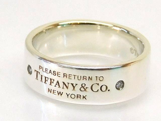 TIFFANY & Co. Return to Tiffany Narrow Diamond Ring Silver Size
