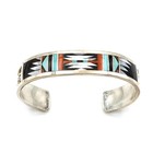 Zuni Signed Charlotte Dishta Turquoise MOP Onyx Channel Inlay Lot of 2 #S5335-3 — photo 3