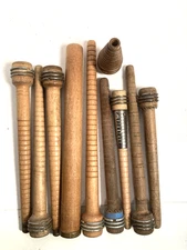 Bobbins Spools Wood Industrial Style 3"-10" Spindles Vtg Wooden Quills Lot-10: