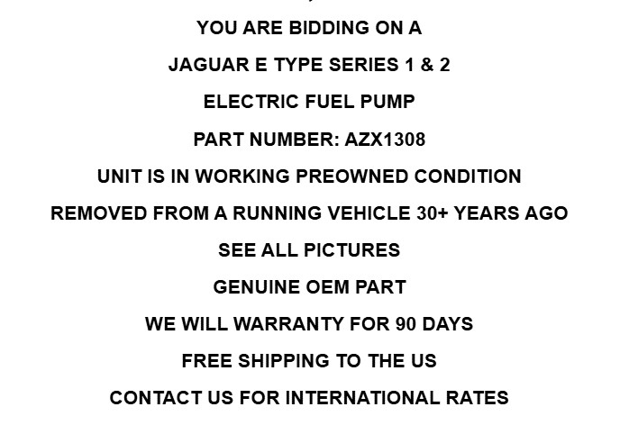 Jaguar E-Type Series 1 & 2 S-Type XJ6 MK2 MK9 MK10 Fuel Pump AZX1308 OEM