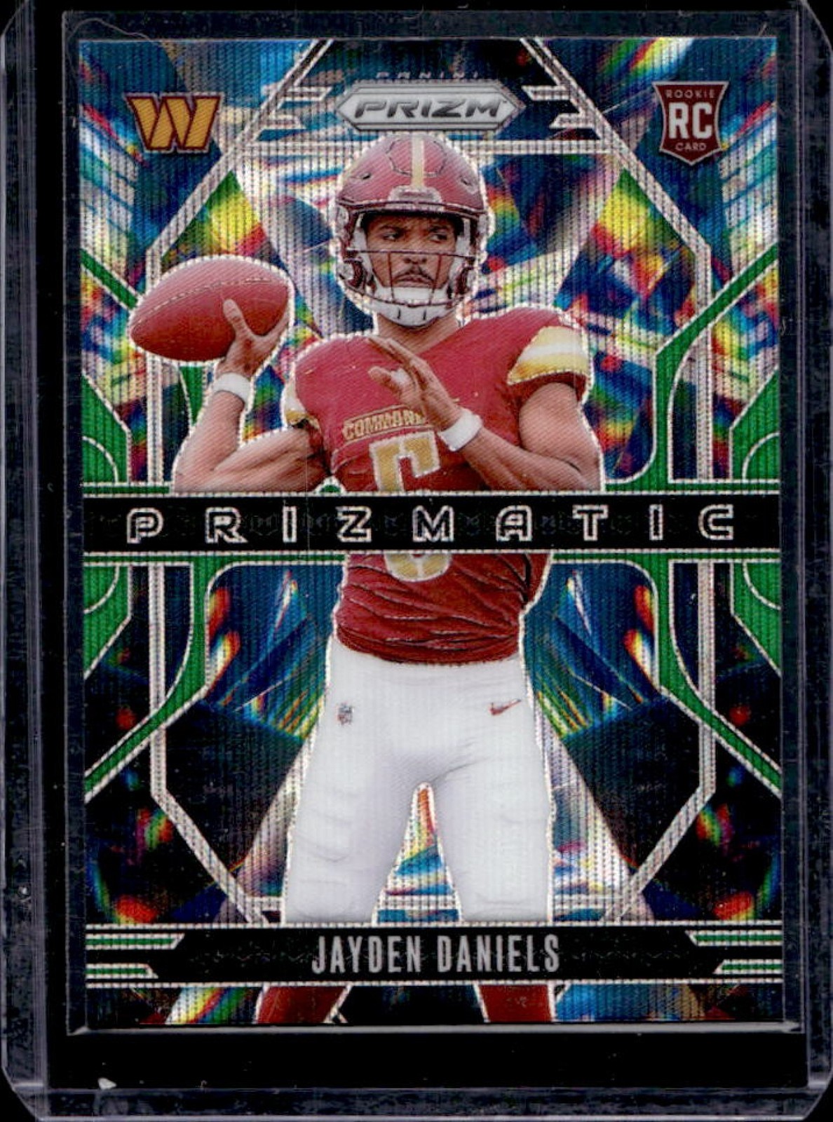 2024 Prizm Jayden Daniels Prizmatic RC Green Wave Rookie #3 Commanders