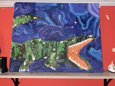 paintings on canvas original Alligator Abstract