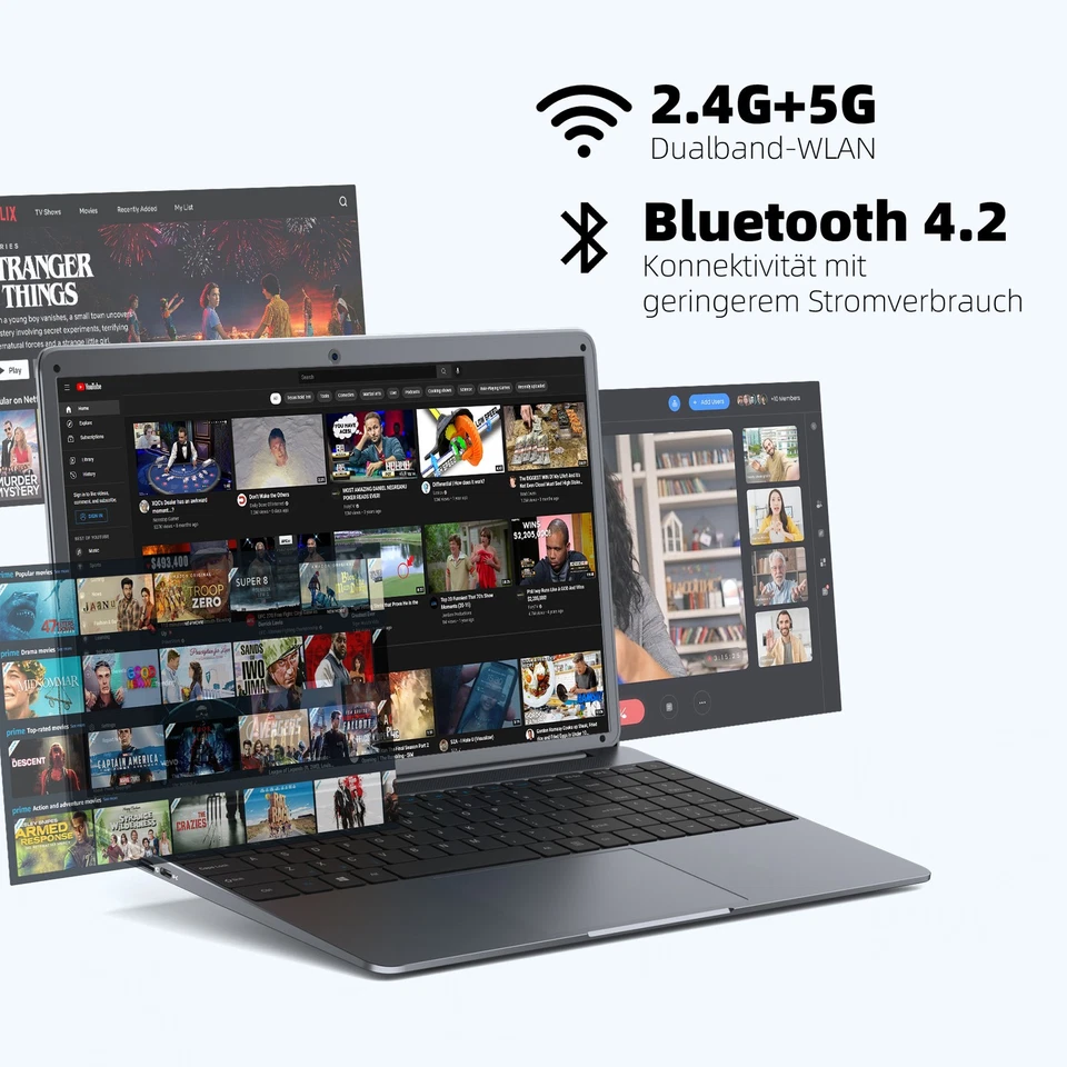 SGIN Notebook 15,6 Zoll Laptop 12GB RAM 512GB SSD Intel Quad-Core 2,9GHz Win 11 - Bild 2 von 4