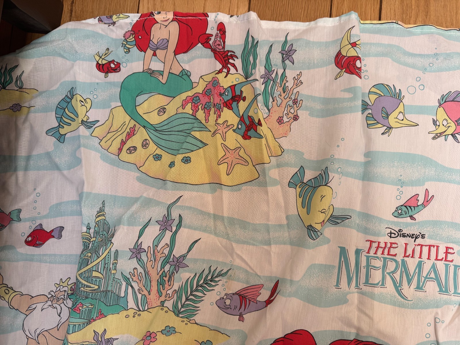 Vintage 90s Disney The Little Mermaid Twin Flat Sheet Only Poly Cotton: READ