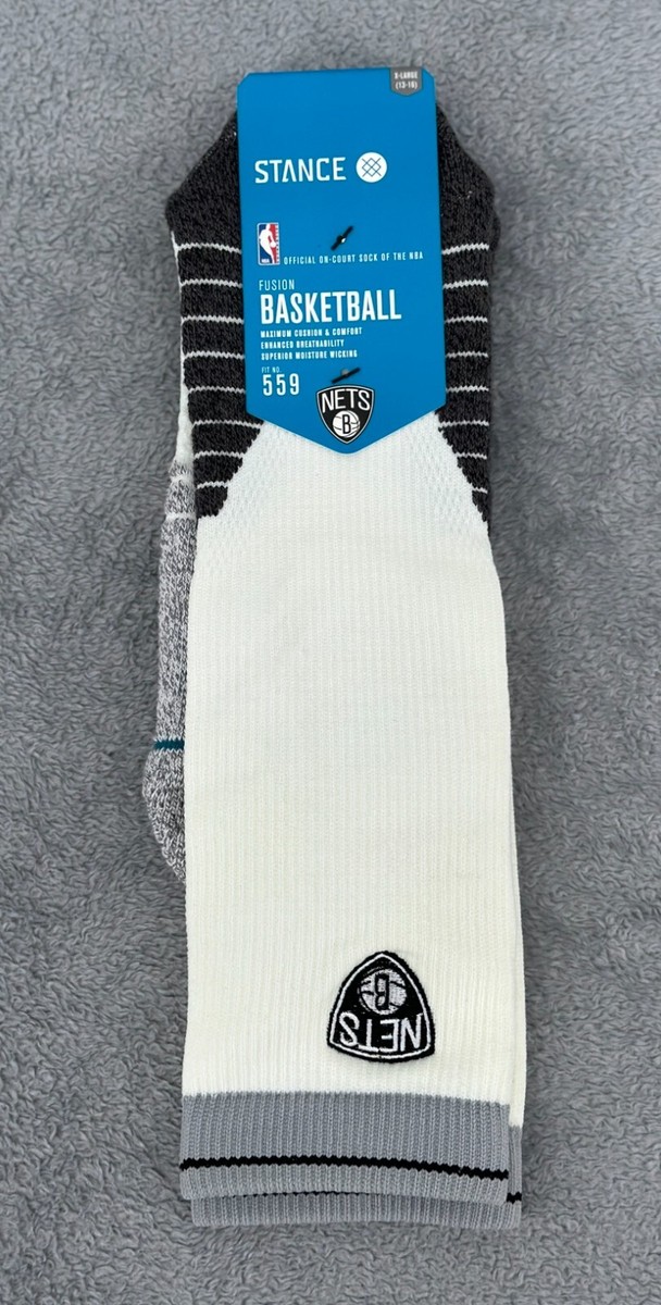 Stance Socks Mens XL (13-16) Brooklyn Nets Gray White NBA Official