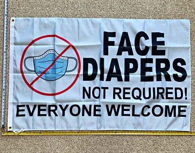 Donald Trump Flag FREE SHIPPING 2024 Don Jr Face Diapers Not Required Sign 3x5'
