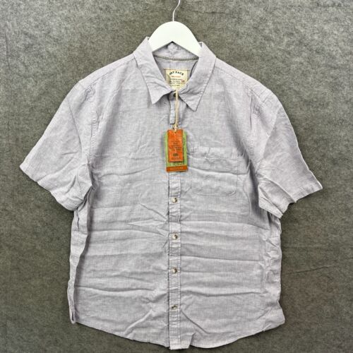 Fat Face Shirt Mens Large Purple Bugle Micro Stripe Linen Blend Button Top BNWT