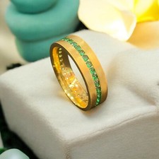 Elegant 1,25 Karat Natürliche Smaragd Unisex Ewigkeit Hochzeit Bandring 18K Gold