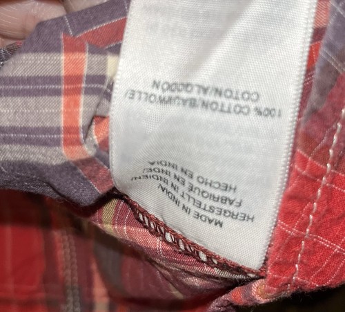 True Religion Shirt Womens Medium Red Plaid Pearl Snap Western Y2K - Picture 5 of 5