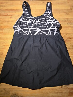 BPC BON PRIX COLLECTION swimdress swimsuit dress, size 48, black and white, very good