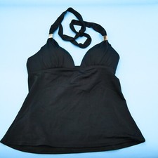 Victorias Secret Small Tankini Black Halter Ruffle Padded Bikini Top Swim Shirt
