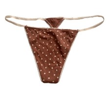 Victoria's Secret V String Panty Brown Dot Cotton Blend XL
