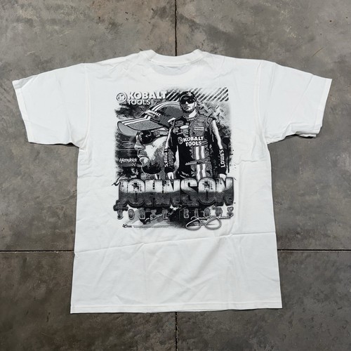 Vintage Jimmie Johnson NASCAR White Mens Large Shirt New Y2K AOP Double Sided - Picture 3 of 9