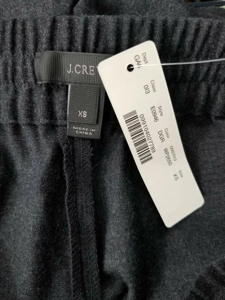 J. Pantalones Cortos CREW Para Mujer Talla XS Gris Oscuro Mezcla de Lana Cintura Elástica Nuevos Sin Etiquetas Foto 4 de 4