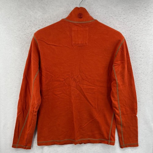 Timberland Sweater Mens Small Pullover 1/2 Zip Orange Ribbed Slim Fit - Picture 7 of 10