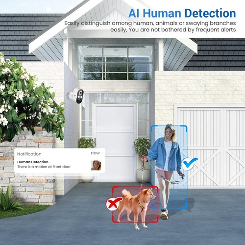 2 Pack Wireless Security Camera System Smart Night Vision Outdoor WiFi Cameras - Picture 17 of 24