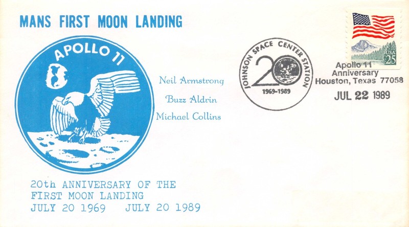 APOLLO 11 20th ANNIV. OF TRIP FROM THE MOON, SHOULDER PATCH CACHET SC# 2280