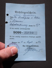 KFZ Brief und Kraftfahrzeugschein Anhängerschein LKW Wilhelm Thiele Bremen 1942