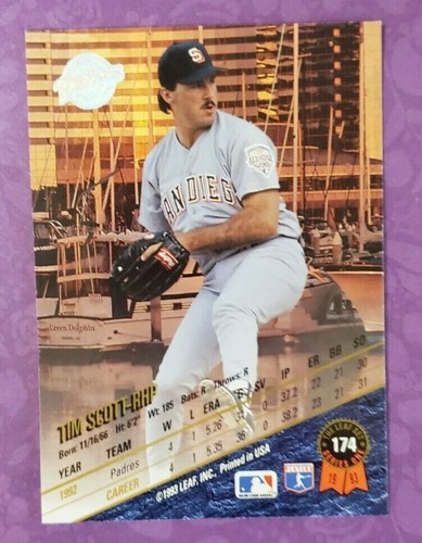 1993 Leaf #174 Tim Scott San Diego Padres Baseball Card - PC Quality & TTM Fuel - Picture 2 of 2