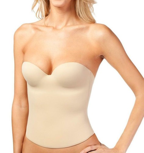 Women's Strapless Padded Push Up Shapewear Slimming Corset Open Back #2052 - Picture 2 of 7