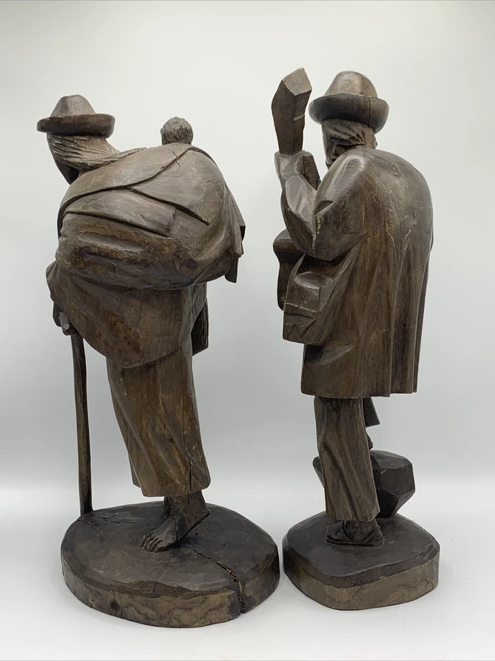 19th C. Antique Norwegian Folk Art Wood Carving Of Traditional Norwegian Family - Image 4 of 4