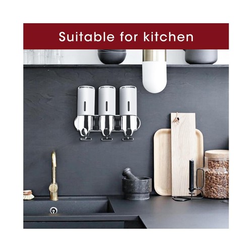 3 Bottles Bathroom Shower Soap Dispenser Shampoo Gel Pump Wall 1500ml Silver - Picture 9 of 10