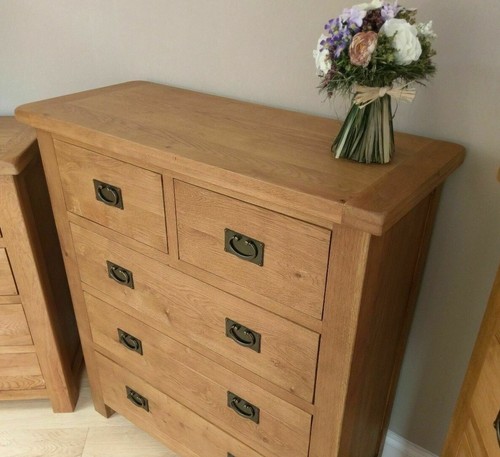 Oakvale Oak Chest of Drawers 5 Drawer Chest of Drawers Large Chest of Drawers - Picture 10 of 24