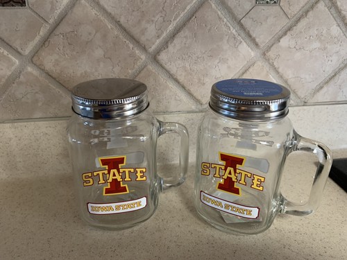 Two Iowa State Cyclones Mason Jar - 20oz Glass With Lid NCAA Mug Pint Cup
