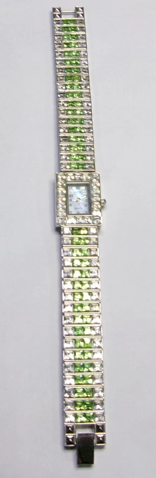 Reloj Suzanne Somers Estilo Deco Verde y Cristal Joyas Foto 2 de 4