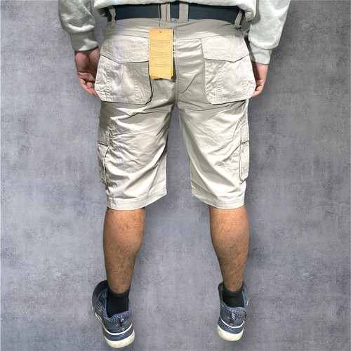 Pantalones cortos de carga para hombre hasta la rodilla ropa de verano 100 % algodón 24-09 - Imagen 15 de 16