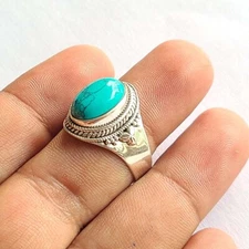 Blue Turquoise 925 Sterling Silver Handmade Fine Ring All Sizes Available