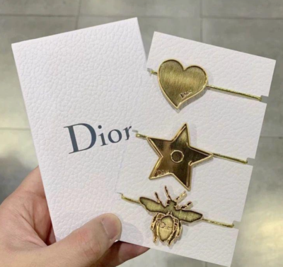 Dior novelty hair tie gold Bee Heart Star & satin fabric  display picture 1
