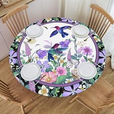 Hummingbird Tablecloths Round Elastic Fitted Table Cover Washable Elastic Edg...