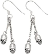 Wildthings Sterling Silver Dangling Skulls Wire Earrings