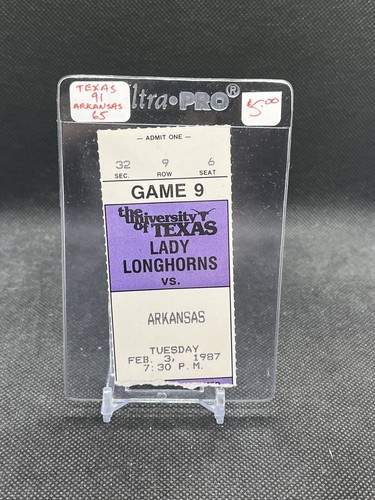 TEXAS LADY LONGHORNS 🏀 1987 Vs Arkansas Razorbacks | Feb, 3rd, 1987 Ticket |