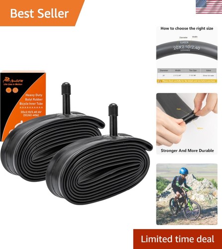 Durable Butyl Rubber 20" Bike Inner Tubes - Compatible with Multiple Tire Sizes