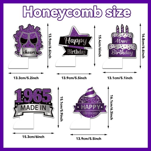 GERMISHUYS 60th Birthday Decorations Women Purple Birthday Party Decorations ... - 第 4/8 張圖片