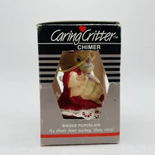 Jasco CARING CRITTER CHIMER CHRISTMAS ORNMENT BISQUE PORCELAIN CATS  New