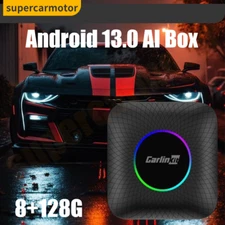 Android Auto Carplay 8+128G LED Ai Box Multimedia Players Wireless Android13.0