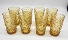 Set Of 8 Vintage Anchor Hocking Lido Milano Amber Gold Juice Glasses  T37