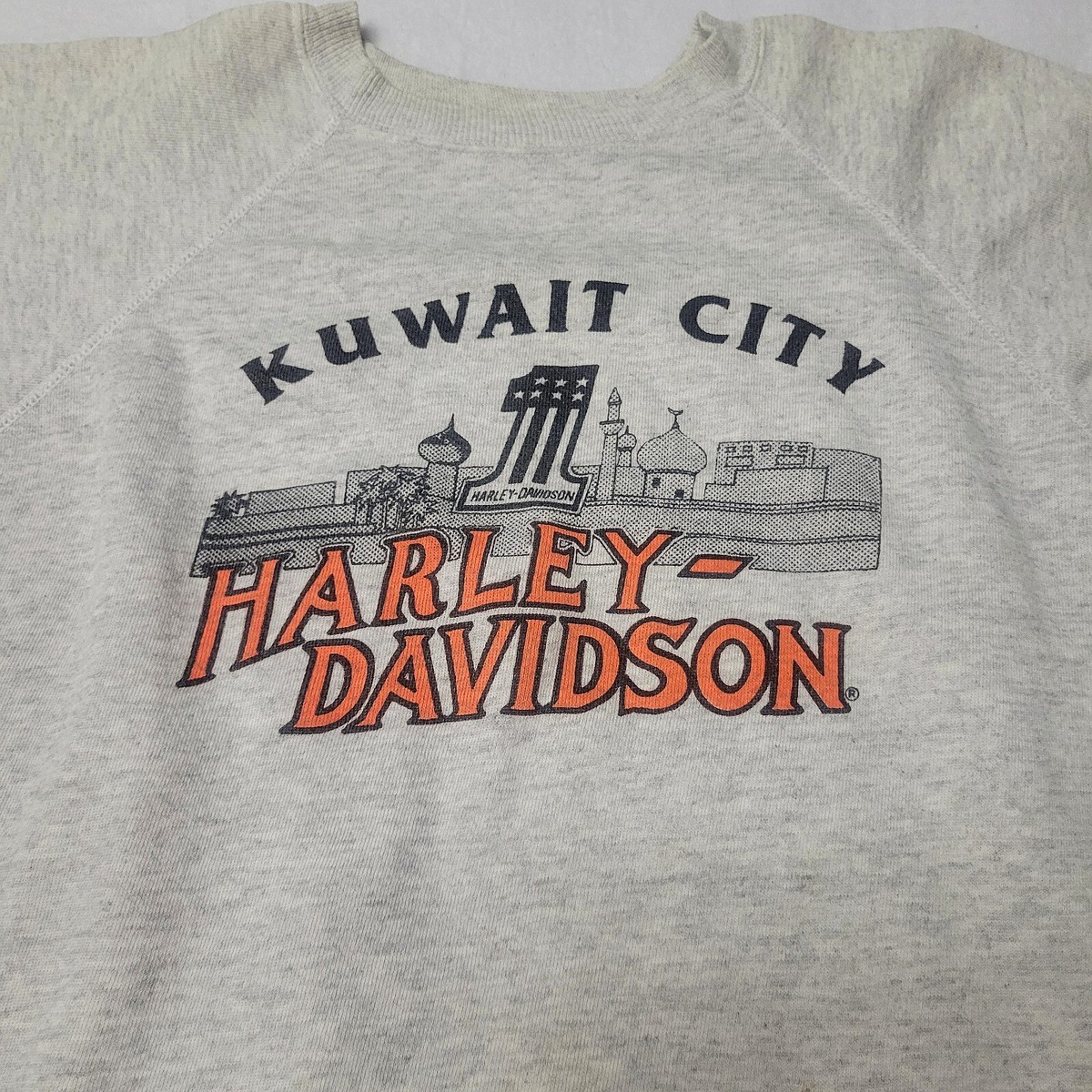 90s USA vintage Harley-Davidson キャラスウェット 古着 90s- HARLEY DAVIDSON 豪華 4面 ブルー サンダー