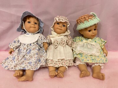 Lot of 3 Berenguer Expressions 9'' Baby Dolls Soft Bodies Floral Dresses
