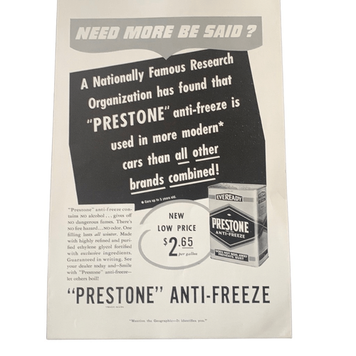 Vintage 1939 Prestone Anti Freeze Need More Be Said Ad Advertisement - Picture 4 of 4