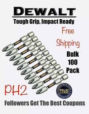 Wholesale Bulk Lot of 100 DeWalt IMPACT READY 2" TOUGH GRIP Bit 2 Phillips PH2