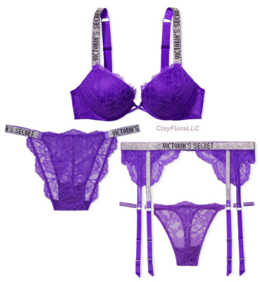 Victoria's Secret Bombshell 2 cups lace Push Up Bra Set shine