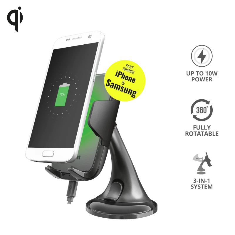 Supporto x smartphone x auto + ricarica rapida wireless 3-in-1 caricabatteria QI - Immagine 2 di 4