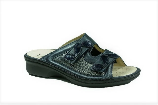 LOREN ciabatte donna 2 strappi plantare estraibile M2923 BLU nappa
