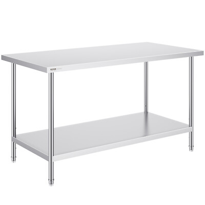VEVOR 30x60x34in Stainless Steel Work Prep Table Commercial Worktable Food Prep