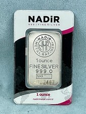 NADiR METAL RAFiNERi 1 Ounce .999 Silve Bar in Assay