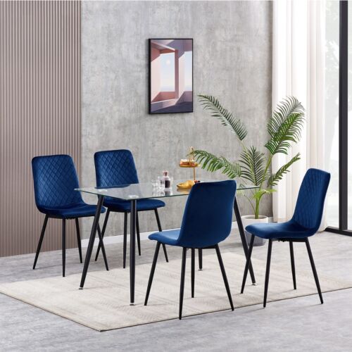 Set of 1/2/4 Designer Velvet Fabric Dining Chairs Metal Legs Lexi Chairs - Picture 30 of 58